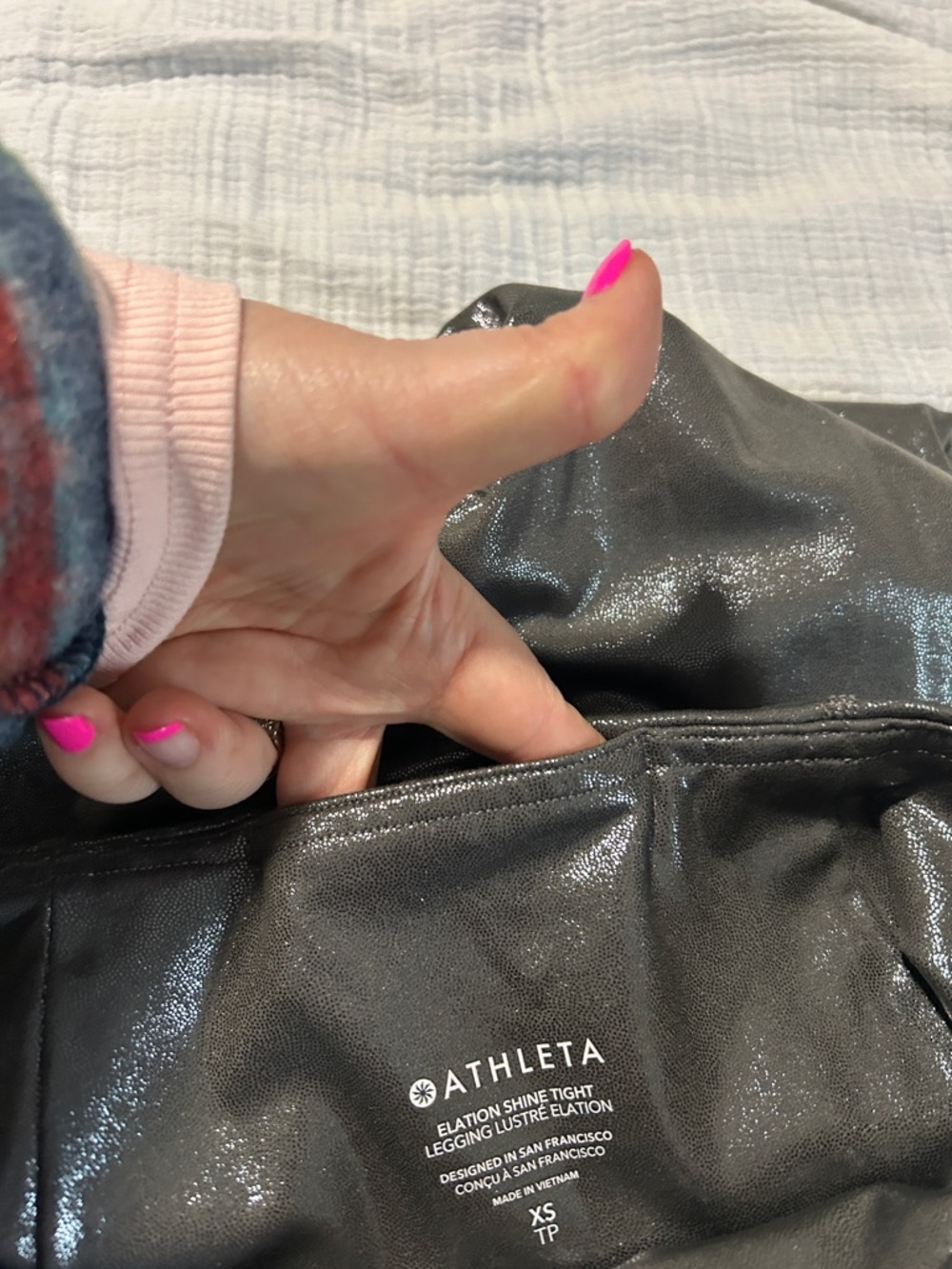 Athleta Metallic Silver 7/8 High-Waist Leggings. Athletic. Workout. Yoga. - Picture 7 of 9